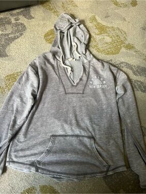 Avalon Light Gray Pullover Hoodie with New Jersey Chest Print